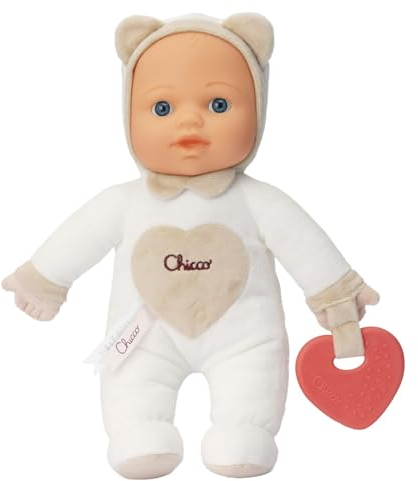 Chicco Gioco La Mia Prima Bambola, Bambola Bambina con morbido cuore Massaggiagengive per la Dentizione, Soffice e Leggera, Lavabile in Lavatrice, Giochi Bambini 0 Mesi +, Idea Regalo Neonato, Neutro