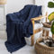 Milam London Coperta in cotone | Morbida coperta per poltrone, divani e divani | copriletto singolo, blu navy - 170 x 200 cm