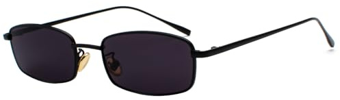 RUNHUIS Retro Klassische Kleine Rechteck Sonnenbrille Damen Herren Vintage Schlanke Rechteckige Metallrahmen Brille