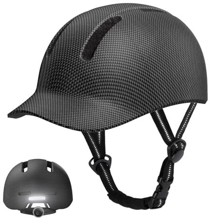 KINGLEAD Fahrradhelm,Urban Commuter Helm,Stylischer Fahrrad Helm Herren und Damen für Radfahren Trekking City Roller Herren Verstellbarer (Carbon Fiber, L【55-60cm】)