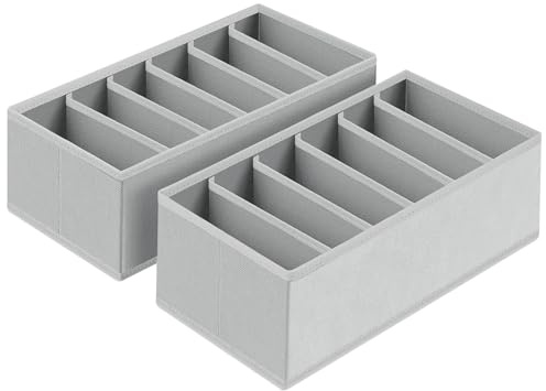 Homsorout Organizer per Cassetti - Organizer Cassetti Non Tessuto Cassetto Organizer, Divisori per Cassetti, in tessuto, per Biancheria intima, Calzini, 2 Pezzi Grigio