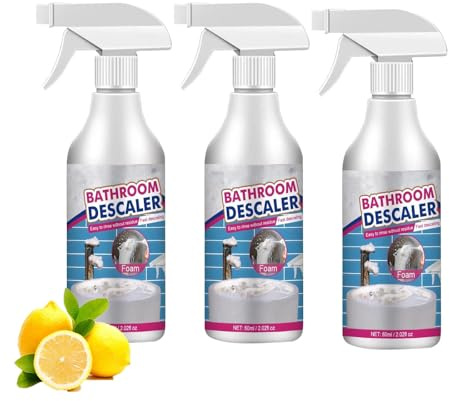 3 Stück Bathroom Descaler Spray, Bathroom Descaler Foam, Multipurpose Bathroom Foam Cleaner, Stubborn Stains Cleaner, Limescale Cleaner Shower, Powerful Descaling Cleaning Agent, 60 ml