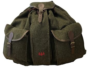 Bayerwald® Rucksack Loden Murau – 15L, jagdgrün | 100% wasserabweisend, strapazierfähig | 80% Loden, 20% Polyamid | Waschbar, mit 3 aufgesetzten Taschen & herausnehmbarer Schweißeinlage
