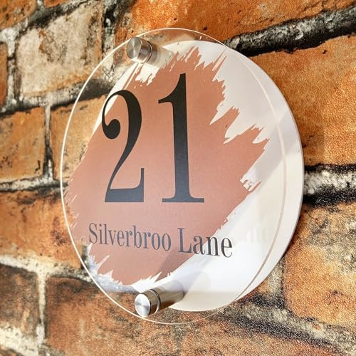 Plaque d'adresse personnalisée avec numéros et nom de rue en acrylique | Choix de types et couleurs | Plaque de numéro de maison personnalisée | Accessoires de fixation inclus (rouge)