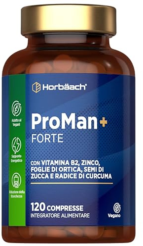 ProMan Integratore | 120 Compresse Vegane | Complesso con Zinco, Estratto di Zucca e Curcuma ad Alto Dosaggio | di Horbaach