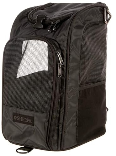 Sherpa Deluxe Guaranteed On Board Convertible Pet Carrier & Backpack, Black, Medium