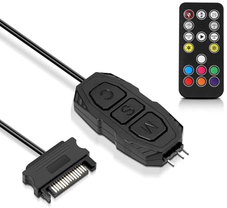 ARGB Controller con Mando a distancia Binghe Controlador ARGB de 5 V y 3 patillas Mando a distancia de 17 teclas Interruptor de color Hub de ventilador ARGB Adecuado para Ventiladores y tiras de luz