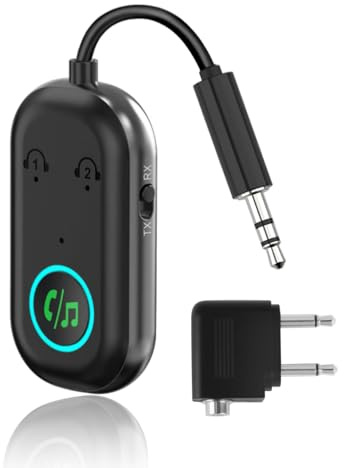 Receptor transmisor Bluetooth 5.3 actualizado 2025, adaptador Bluetooth 2 en 1 con doble emparejamiento, transmisor de 3.5 mm compatible con TV, adaptador de avión, coche, auriculares, AirPods