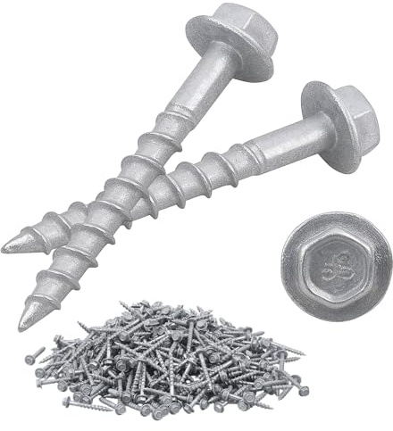 #9 x 1-1/2 Connector Screws, Replace for 9112R500, 1/4 Hex Head Wood Screws, Mech Galvanized, 10D Nails Replacement Heavy‑Duty Joist Hanger Screws, for 0.380 Dia Deck Screw, Framing[500-Qty]