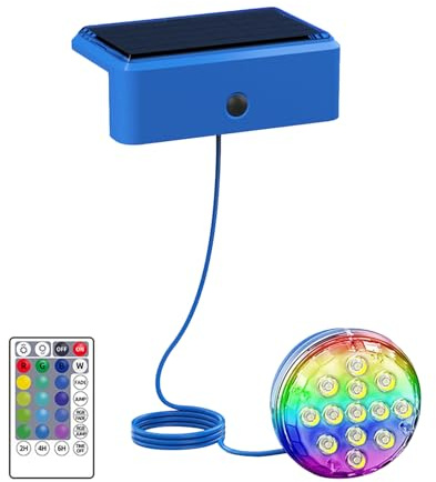 Luz solar para piscina, luces solares para piscina con temporizador, accesorios de iluminación sumergibles magnéticos multimodos, para fuente junto a la piscina, jacuzzi, exterior, patio, noche