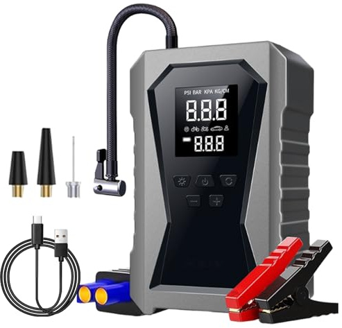 Ayuda De Inicio del Automóvil Portátil, Dispositivo De Ayuda De Inicio con Compresor, Paquete De Alimentación De Arranque De 12V con Compresor De Neumáticos, Dispositivos De Ayuda De Arranque,