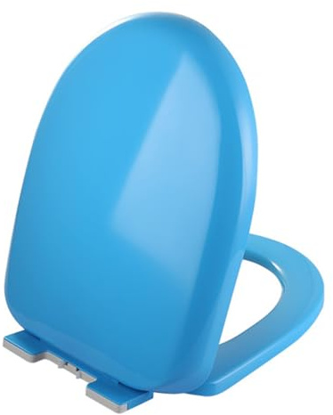 Abattant WC ovale confortable bleu – Design en forme de U avec fermeture silencieuse Charnières à dégagement rapide Ajustement universel pour toilettes standard Matériau PP