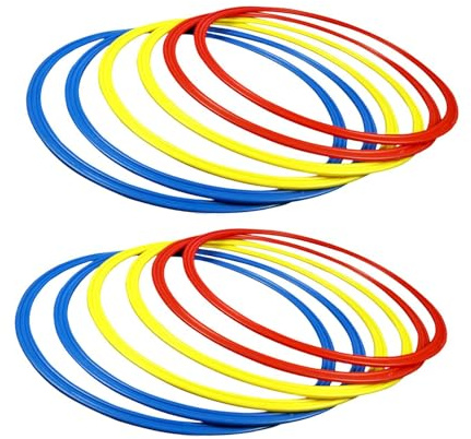 FashionCha 12 Stück Beweglichkeitstrainingsringe Als Sportausrüstung Und Geschwindigkeitsringe für Beinarbeit Training Aus Robustem PVC Material für Kinder