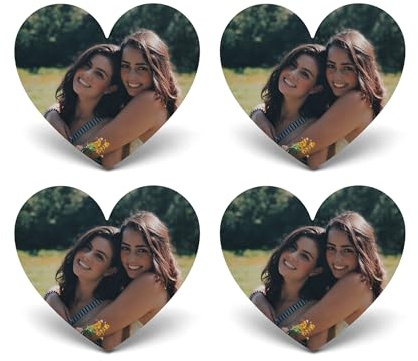 JSDDE 4er Personalisiert Kühlschrankmagnet mit Foto Gravur Fotomagnete Selbst gestalten Heimdekoration Foto-Kühlschrankmagnete Büro- und Küchenschrankmagnete (Herz)