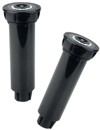 SHINEOFI Aspersores Enterrados Automáticos Abs para Jardín y Césped, 2 Unidades Negras 4 Cm, Aspersores Emergentes Ajustables Filtro Integrado para Sistema de Riego
