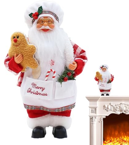 Décorations de Père Noël, figurines de Père Noël - Père Noël assis debout - Jouet en tissu de cuisine - Décorations de maison de vacances de Noël - Figurines de collection de festival pour table