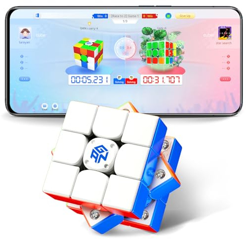 GAN i Carry 4 Zauberwürfel 3x3, Magnetisch Smart Cube, Original Speedcube | App Online-Wettbewerb, Speed Cube Bluetooth für Kinder, Anfänger und Erwachsene, Austauschbaren Batterien, Frosted Version