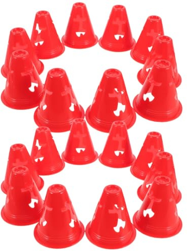 LIGHTAOTAO 20 Stück Rote Übungshütchen aus Pe für Fußballtraining und Skate Practice 8cm Hohe Kleine Verkehrskegel ohne Grate Tragbar für Agilitätsübungen