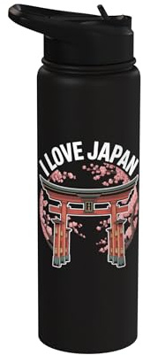 Me encanta la puerta Torii de los cerezos en flor de Japón Stainless Steel Insulated Water Bottle