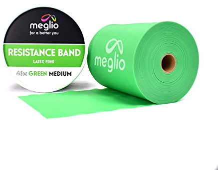 Meglio Widerstandsband Rolle, 46 Meter Latexfreie Widerstandsband-Rolle für Fitnesstraining, Fitnessstudio, Heimtraining, Dehnungen, Krafttraining & Rehabilitation, Erhältlich in 5 Farben/Stärken