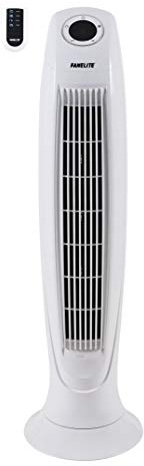 Fanelite - Ventilateur tour TF-37R - Hauteur 86 cm - 3 vitesses - Avec télécommande - Minuterie - Grille plastique - Oscillant ou fixe - Silencieux