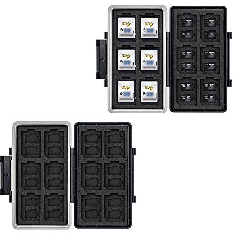 JJC Speicherkarten Schutzhülle für 12 SD SDHC und 24 Micro SD TF Karten | Tragbare Wasserbeständiger Stoßfest Aufbewahrungsbox,Silikondichtung und Weichem EVA-Innenfutter,für Fotografen und Reisende