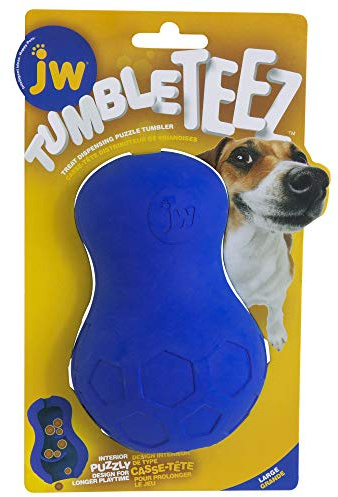 JW - Tumble Teez - Hundeleckerli-Spender - Dickes, Robustes, ungiftiges Gummi - Zur Beschäftigung von Hunden in Innenräumen - Große Größe - Blau