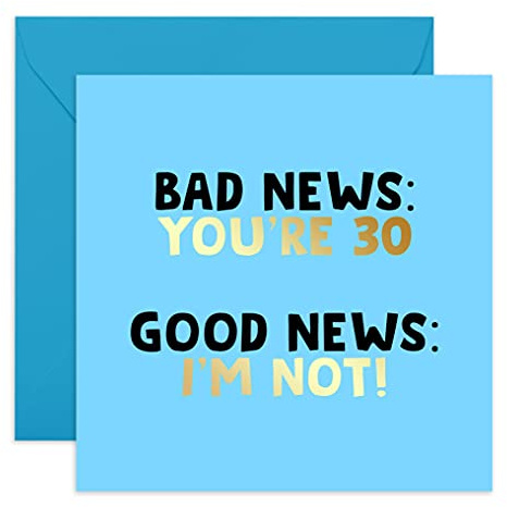 Central 23 - Lustige Geburtstagskarte für Frauen – Bad News You're 30 – 30. Geburtstag Karte für Sie – Freche Geburtstagskarte für Ehemann – lustige Grußkarten für Freunde