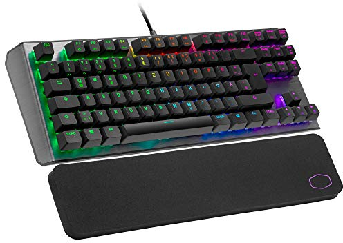 Cooler Master CK530 V2 Mechanische Gaming-Tastatur ohne Nummernblock, kabelgebundene Tastatur mit RGB-Hintergrundbeleuchtung & Handballenauflage, On-the-Fly-Steuerung - DE Layout / rote TTC-Schalter