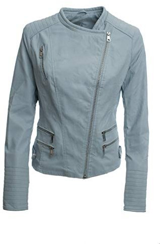 JOPHY & CO. Giacca Corta Biker Donna Ecopelle con Tasche Anteriori e Laterali (cod. 33108)