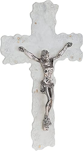 Sospiri Venezia Verziertes Murano-Glas Kruzifix, Wandkreuz religiös, Souvenir aus Venedig, Geschenkidee, Hergestellt in Italien (26x40 cm)