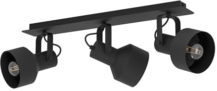 EGLO Deckenlampe Casibare, 3 flammige Deckenleuchte | Deckenstrahler aus Metall, Wohnzimmerlampe in Schwarz, Schlafzimmerlampe, Spots mit E27 Fassung
