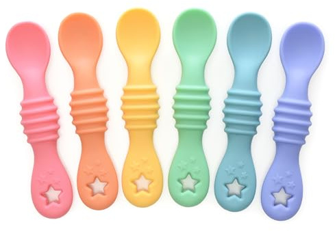 PrimaStella Little Dippers - First Stage Silicone Baby Spoon 6 Pack