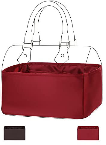 DGAZ Handtaschen Organizer Einsatz, Seide Handtaschenorganisator für LV Speedy Nano/20/25/30/35/40/45 Tasche, Luxus-Handtaschen & Tote Innentaschen (Rouge casaque, Speedy 25)