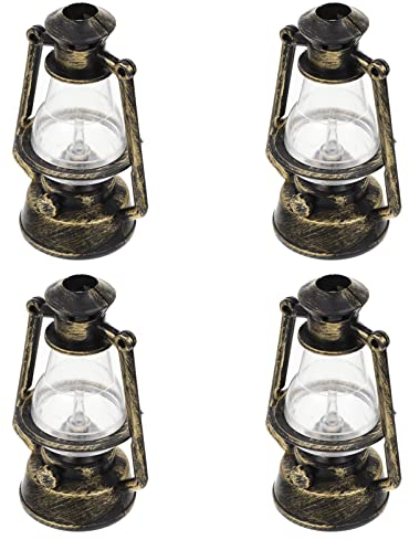 Housoutil 4stücke Led-petroleumlampe Mit Lichtsimulation Für Weihnachtsbaumdeko Miniatur-Laterne Aus Hochwertigem Material Für Party-atmosphäre Büro Und Zuhause