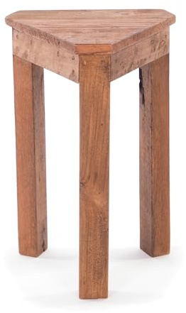 DESIGN DELIGHTS BEISTELLTISCH Milo | Mahagoni Holz, 45 cm, dreieckig | Blumenhocker, Holz Couchtisch, Pflanzenhocker, Wohnzimmertisch