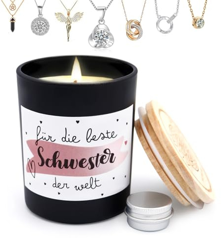 *Alster Herz* Beste Schwester, Schmuckkerze als Schwester Geschenk zum Geburtstag, Duftende Sojakerzen für Zuhause, Kerze mit Schmuck Überraschung