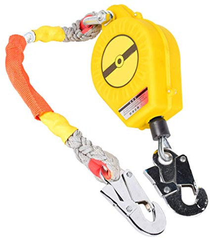 Cavo per Linea di Vita Retrattile con moschettone di bloccaggio in Acciaio per Kit di Imbracatura di Sicurezza, Attrezzatura di Protezione anticaduta per lavori Aerei, carico Massimo 150 kg, 50 metr