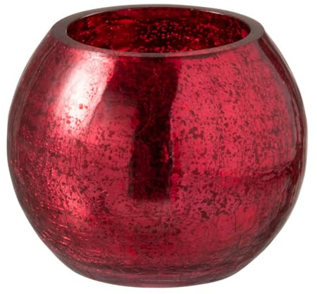 WINDLICHT Kugel RISSIG Glas GLÄNZEND ROT SMALL