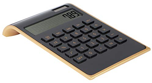 Akozon Tragbarer 10-stelliger, Ultradünner Solarrechner, Bürorechner [einschließlich Batterieversand] für Home Office Business, LCD-Display, Schwarz (Schwarz)