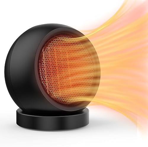 Lmkeji Desk Heater,Small Space Heaters for Indoor Use,Safe and Quiet Desktop Heater for Bedroom Home Office(Black)