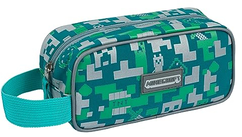 Baagl Minecraft Federmäppchen für Jungen und Mädchen, Schule Mäppchen, Federmappe, Federtasche für Teenager, Kinder Etui (Silver Creeper)