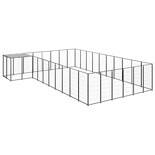 BaraSh Hundezwinger Schwarz 19,36 m² Stahl HundehüTte Outdoor Hundehaus HaustierkäFig HundehüTte Outdoor Hunde Hundeauslauf DraußEn 3082239