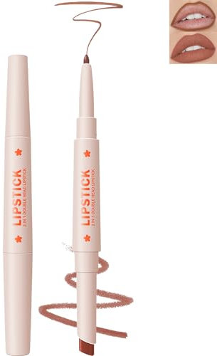 Matt Lip Liner Lipstick Pen, 2-in-1 Nude Rose Creamy Lippenstift mit Samt Finish, Wasserdicht und Langanhaltend, Full Coverage Lip Color, Hochpigmentiert Lipliner & Lipstick, Geschenke für Frauen-05