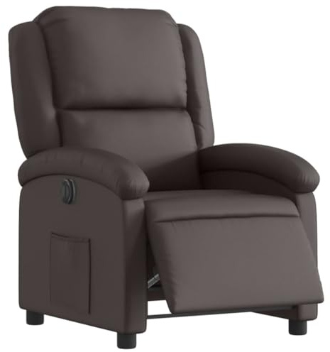 vidaXL Elektronisk reclinerfåtölj mörkbrun äkta läder, liggfåtölj, fåtölj, justerbar fåtölj, liggfåtöljer, fåtöljer, justerbara fåtöljer