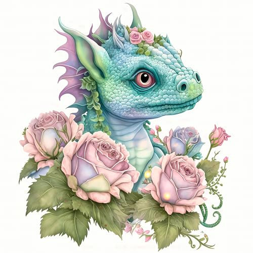 Stoffbahn, 20,3 x 20,3 cm, Drache, 100 % Baumwolle, quadratisch, AM1426