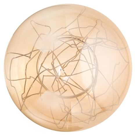 Homoyoyo Pantalla De Lámpara De Cristal Esférica Líneas Doradas y Plateadas, Diámetro 130mm, Boca 65-70mm, Reemplazo Para Lámpara Colgante Araña, Accesorio Para Techo, Uso Sala y Comedor