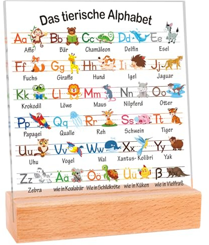 HOWAF Geschenke zur Einschulung Junge Madchen, ABC Acryl Heimat Dekoration Gravierter Schulanfang Deko, Tischdeko Einschulung Deko, Einschulung Geschenk, Schulkind Geschenk, Inhalt Schultute Fullung