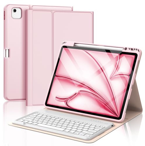 FOGARI Funda Teclado para iPad Air 13 M3/M2 2025/2024 | Teclado para iPad Air 13 Pulgadas - Español Ñ Magnético Bluetooth | Funda con Portalápices, Oro Rosa