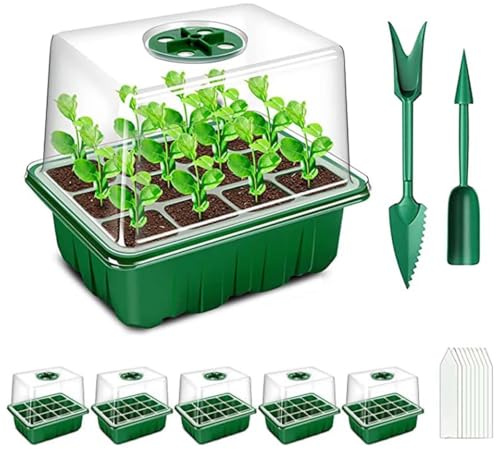 Namvo 5 Piece Seed Tray With Grow Light Seed Propagator LED Full Spectrum Solar White Plant Light Germination Tray For Indoor Plants Greenhouse Windowsill